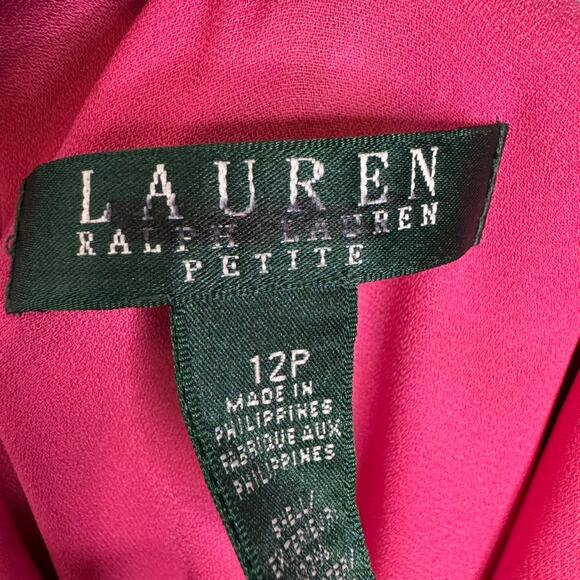 Lauren Ralph Lauren Petite Tropical Floral V-Neck Flounce Hem Dress 12P - Picture 6 of 9